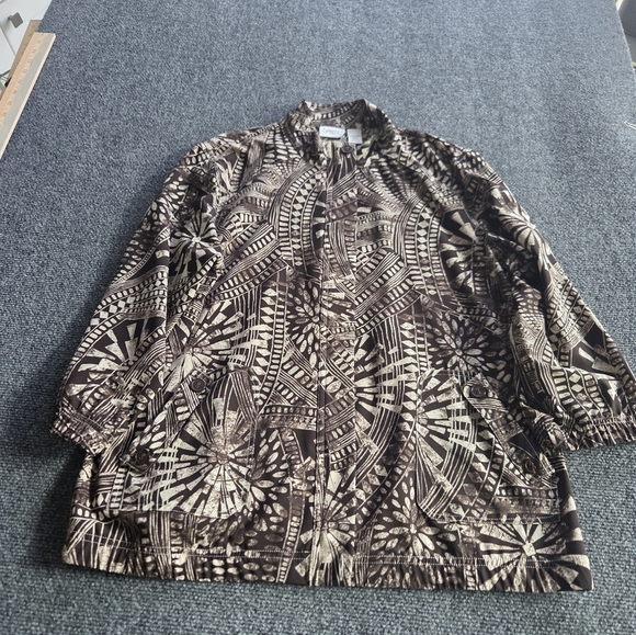 Chico's Jackets & Blazers - Chico's Brown Patterned Jacket Size 12